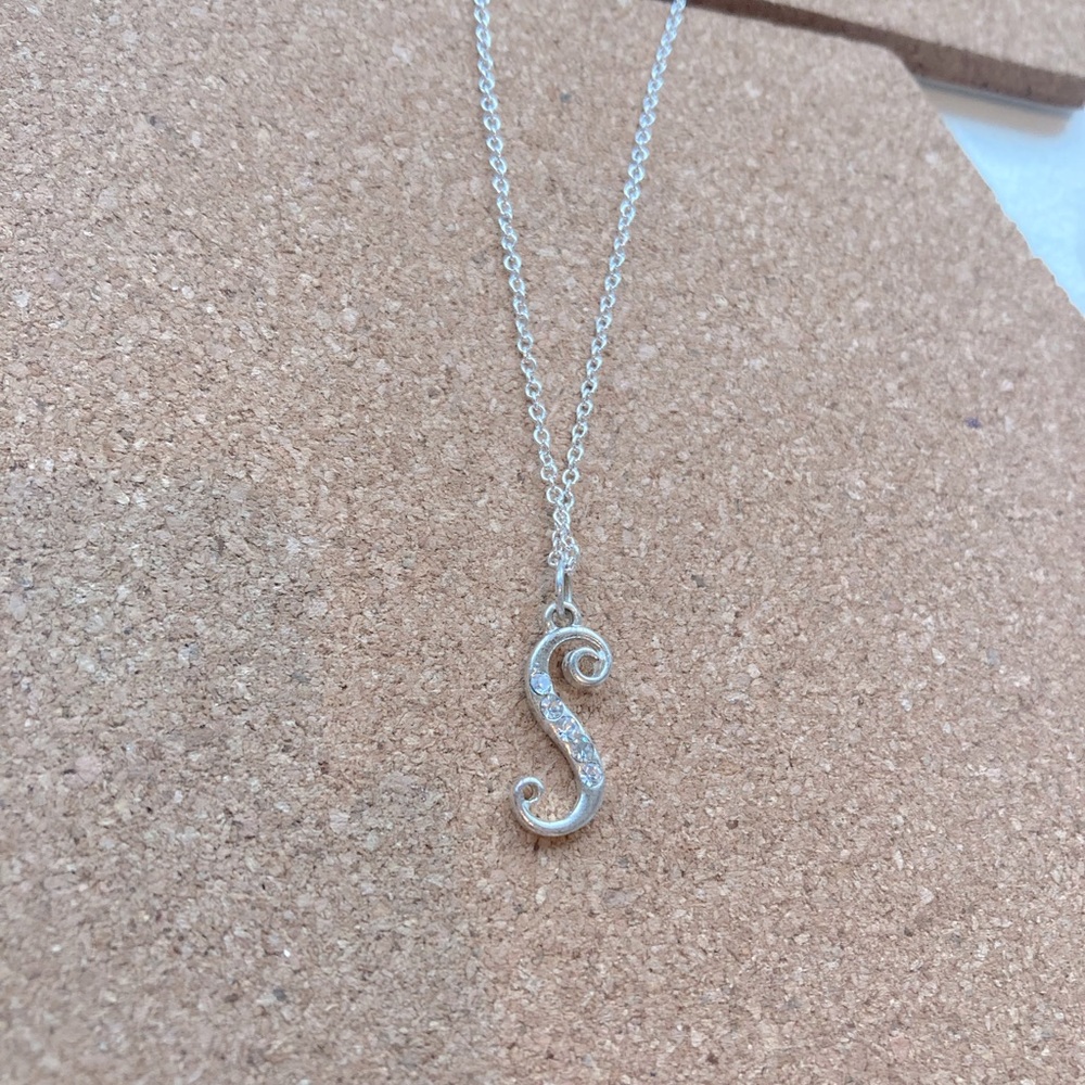 Rhinestone studded "S" necklace